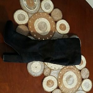 black high heeled boots